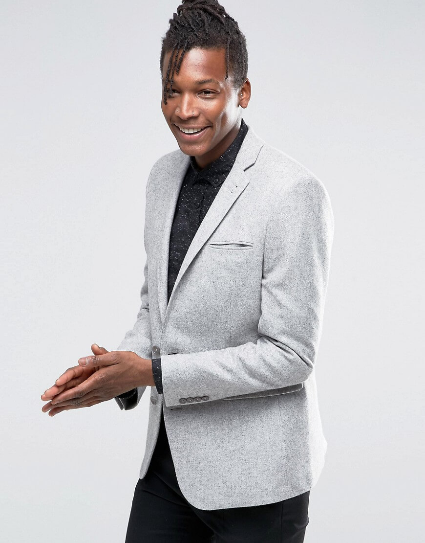ASOS Slim Blazer 100% Wool in Grey