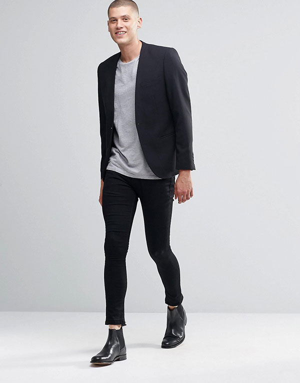 Skinny Lapelless Blazer with Stretch