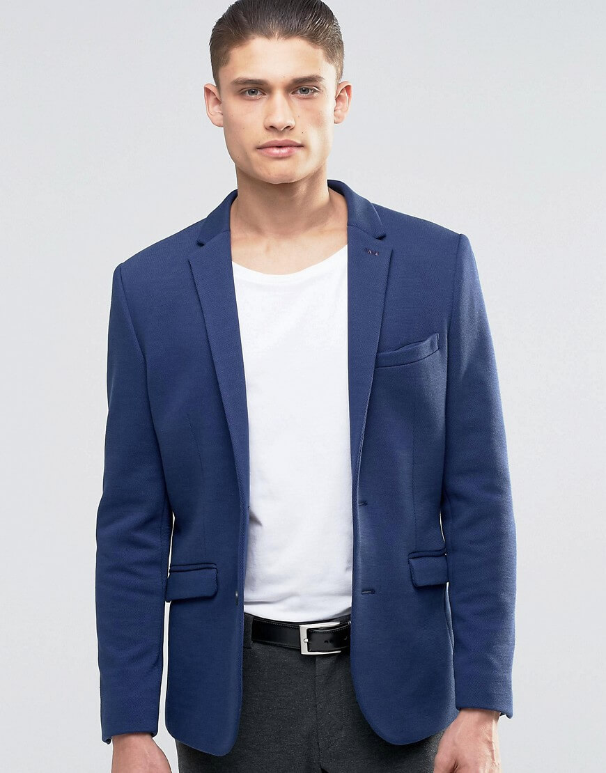 Homme Jersey Pique Blazer in Slim Fit