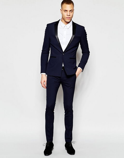 Super Skinny Tuxedo Suit In Navy