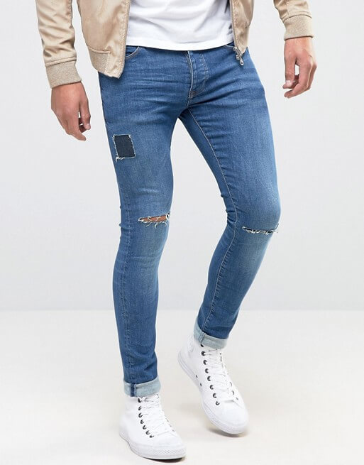River Island Super Skinny Jeans In Mid Wash